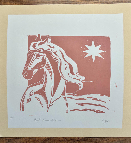 Linocut Wild Horse Print