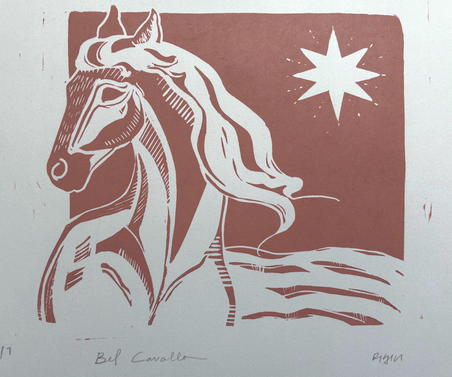 Linocut Wild Horse Print
