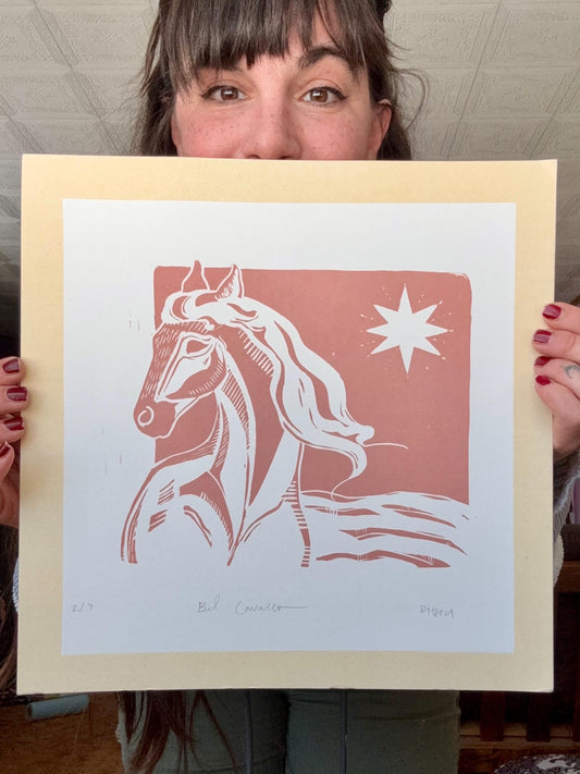 Linocut Wild Horse Print